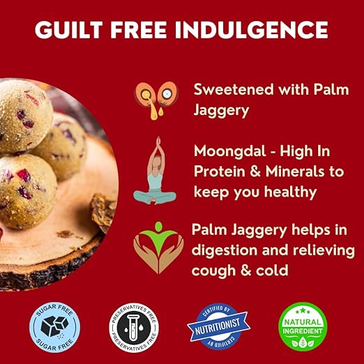 THE FILLING STATION Moong Dal Cranberry Ladoo | Sweetened with Palm Jaggery | No Added Sugar | No Artificial Flavors | No Preservatives_9 Ladoo_250 GM - View 2 of 6