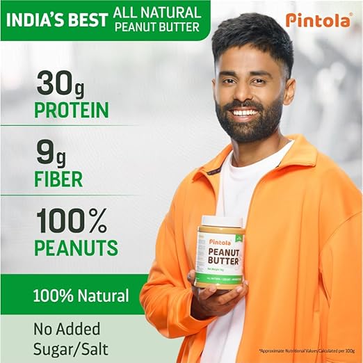 Pintola All Natural Peanut Butter Crunchy 1kg | Unsweetened | 30g Protein | Vegan Peanut Butter, 100% Pure Roasted Peanuts | Non Gmo | High in Protein Spread, Gluten &amp; Cholesterol Free, Nut Butter - View 6 of 6