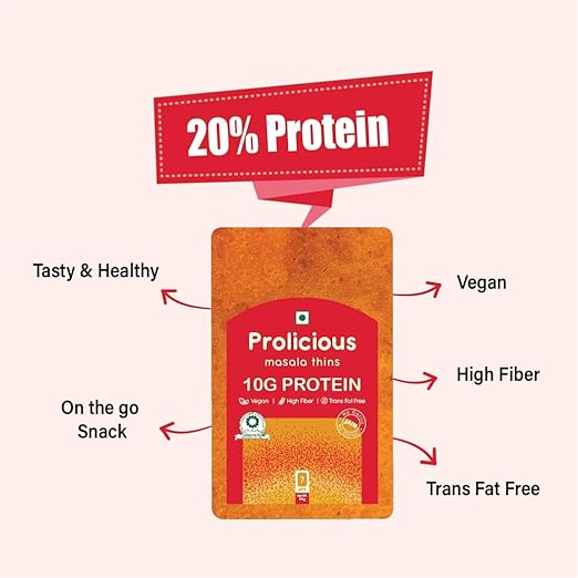Prolicious High Protein Thins Combo | Plant Based 2X Protein | No Palm Oil | Pack of 8 (4 Flavors, 360 Grams) - View 5 of 7