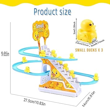 BAREPEPE Baby Happy Duck Track Set Toys for Kids Climbing Stairs Dancing Duck Slide Toy with Light and Music - 3 Piece Small Duck - View 2 of 5