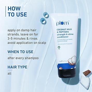 Plum Coconut Conditioner with Coconut Milk &amp; Peptides for Dull Hair I Soft, smooth, silky hair I Conditioners for Women &amp; Men I 175g - View 6 of 6