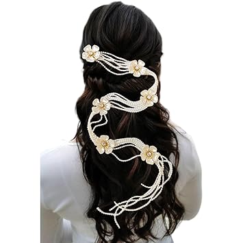 Hair Flare Artificial Plastic Pearl Choti with Crystal Stones &amp; Intricate Floral Design Hairpin/Hair Clip/Judabun/Hair Accessories for Women &amp; Girls - 2620, Pack of 1 - View 6 of 6
