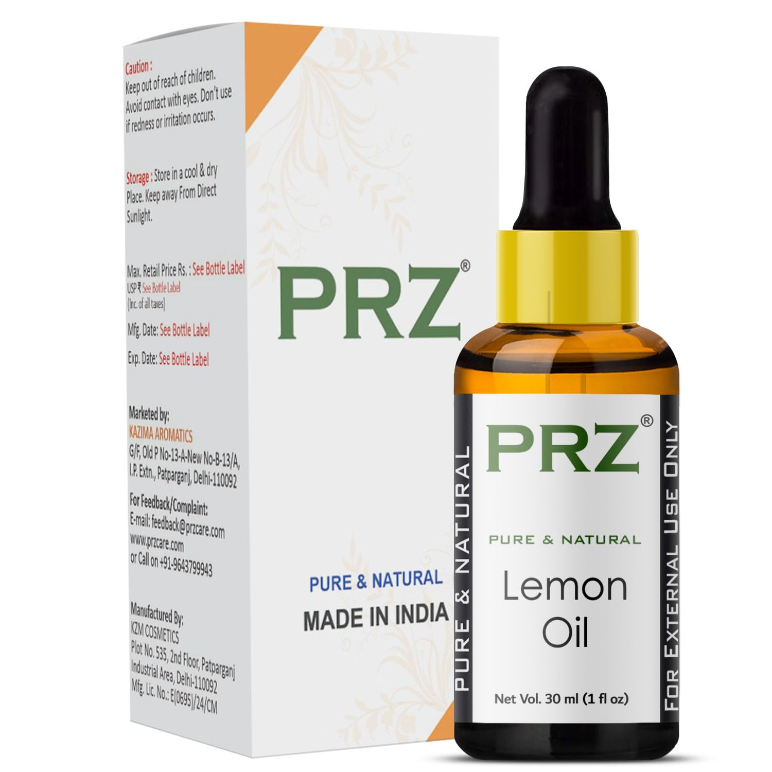 PRZ Combo of Lavender &amp; Lemon Essential Oil, 100% Pure Natural &amp; Therapeutic Grade Oil for Aromatherapy, Body Mass(FROM INDIA)NUZage, Skin Care &amp; Hair Growth (15ML Each) - View 2 of 3