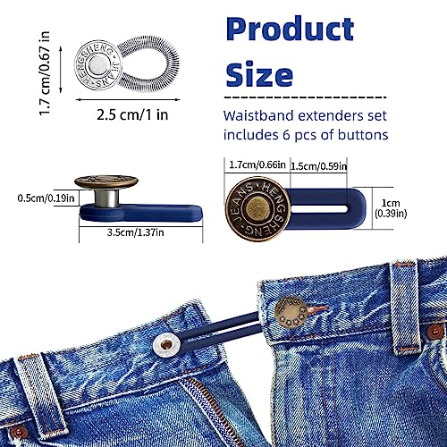6 Pcs Extender Button Set, Adjustable Elastic Waist Extender Buttons, Invisible Collar Neck Extenders, No Sew Metal Collar Button Pregnancy Pant Extenders Elastic Spring Buttons for Jeans(FROM INDIA)NUZ - View 2 of 4
