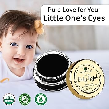 Organic Netra Baby Kajal Water Resistant, Smudgeproof, Longlasting For Normal Skin Type Enriched With Natural &amp; Organic Ingredients With No Harmful Chemicals, Matte Finish, (8g) - View 4 of 6