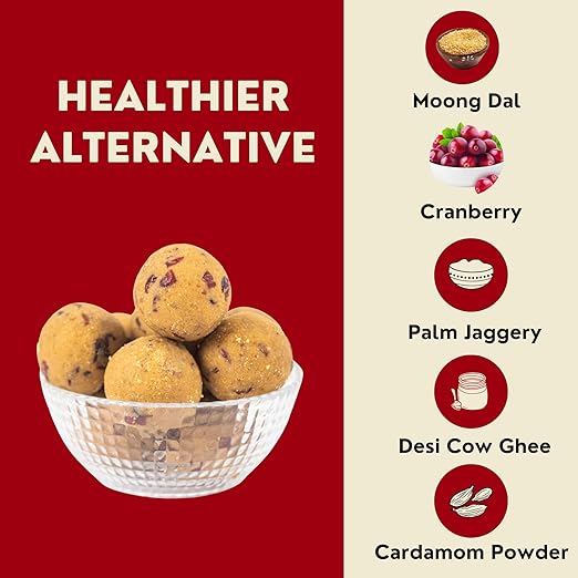 THE FILLING STATION Moong Dal Cranberry Ladoo | Sweetened with Palm Jaggery | No Added Sugar | No Artificial Flavors | No Preservatives_9 Ladoo_250 GM - View 3 of 6