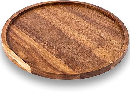 Roll over image to zoom in   2 VIDEOS      WEBHUSHI 11 Inches Tray, Round Wood Tray For Coffee Table, Small Wooden Serving Tray, Decorative Trays For Home Decor - View 6 of 6