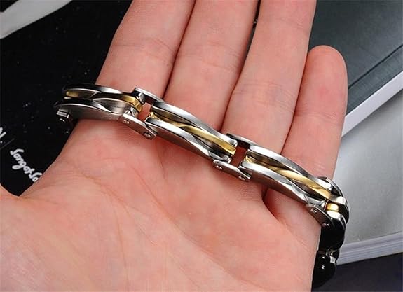 Yellow Chimes Bracelets for Men and Boys Fashion Bracelet for Men |Silver Toned Durable Stainless Steel Chain Bracelet for Men | Birthday Gift for Men and Boys Anniversary Gift for Husband - View 3 of 6