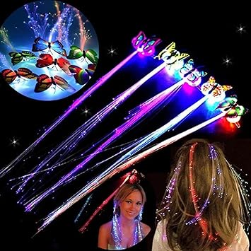 CHARITRA ENTERPRISE® LED Flashing Light Butterfly Hair Clip | Braid Optical Fibber Hairpin Party Decor | Girl and Women Party Favours (Pack Of 5 Pcs) - View 8 of 8