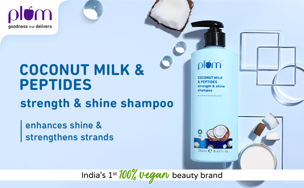 Plum Coconut Shampoo for Dull Hair with Coconut Milk and Peptides for Strong &amp; Shiny Hair I 22x shine I Soft, silky hair I Shampoo for Women and Men | 250ml - View 9 of 9
