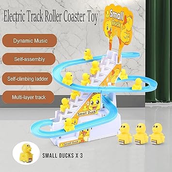 BAREPEPE Baby Happy Duck Track Set Toys for Kids Climbing Stairs Dancing Duck Slide Toy with Light and Music - 3 Piece Small Duck - View 4 of 5