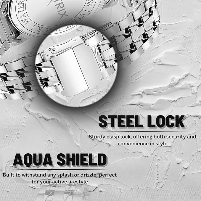 Matrix Blue, Black &amp; Silver Dial, Day &amp; Date Functioning, Stainless Steel Strap Analog Watch for Men &amp; Women - View 3 of 5