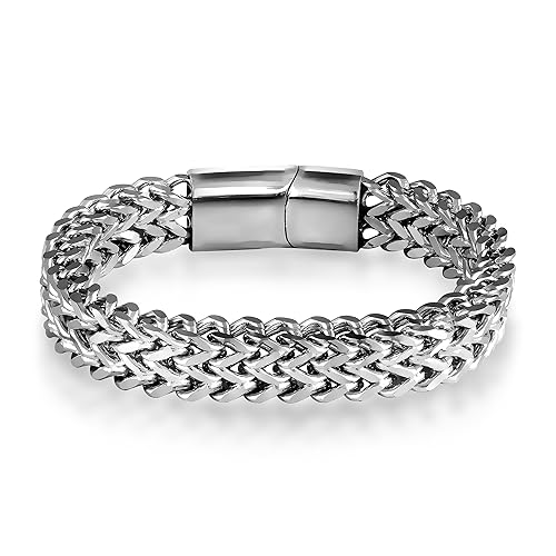 MEENAZ Bracelets for Men Boys brother boyfriend gents Fashion Silver Bracelet for Men Silver Stainless Steel Dual Curb Chain Bracelet Birthday Gift Anniversary Husband valentine gift rakhi bracelet - Shop at Colombo Mall
