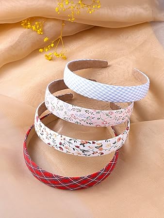 Melbees by Yellow Chimes Hair Bands for Girls Kids Hair Accessories for Girls Baby Hair Band 4 Pcs Floral Printed Multicolor Hairband for Girls Kids Head Bands for Girls Kids &amp; Toddlers