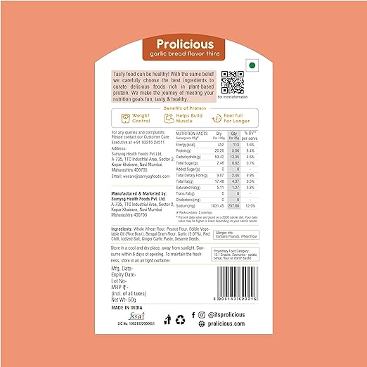 Prolicious High Protein Thins Combo | Plant Based 2X Protein | No Palm Oil | Pack of 8 (4 Flavors, 360 Grams) - View 3 of 7