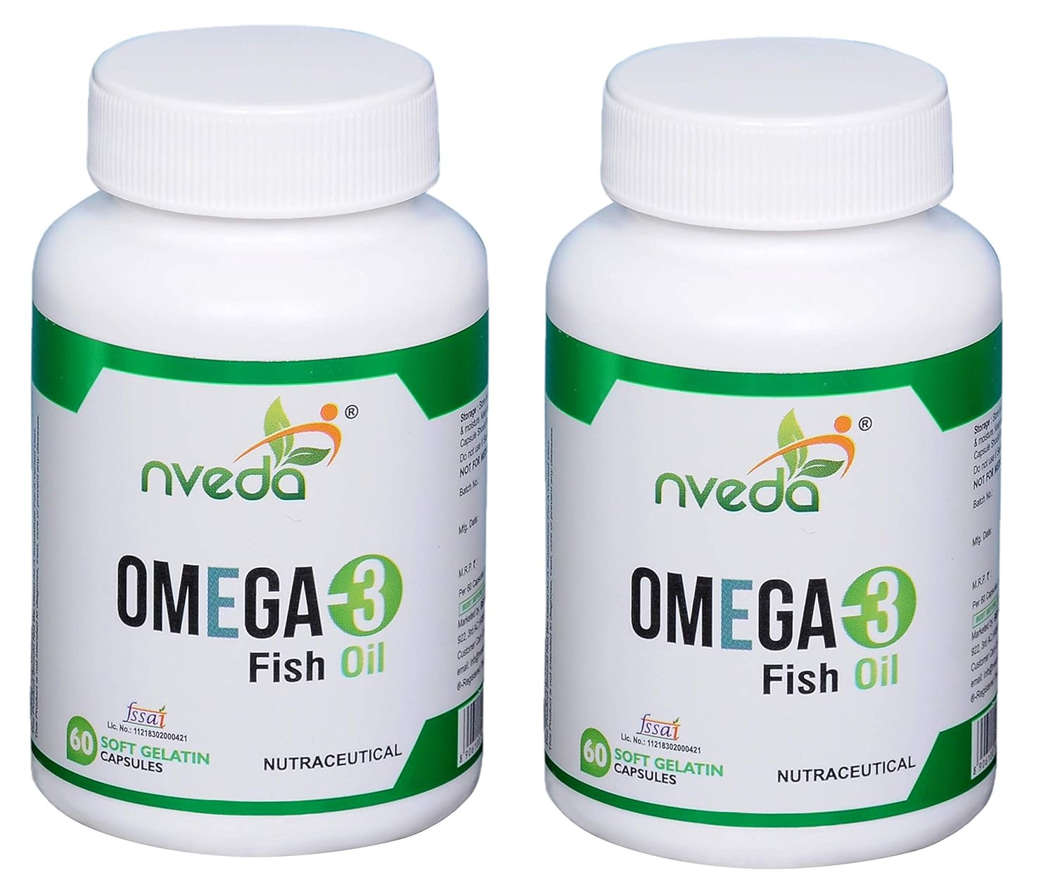 Nveda Omega-3-Fish-Oil 1000mg For Men &amp; Women, Omega 3 fatty-acid 120 Capsules with 180mg EPA-DHA 120mg for Healthy Heart, Eyes, Brain &amp; Joints - Pack of 2(FROM INDIA)NUZ - Shop at Colombo Mall