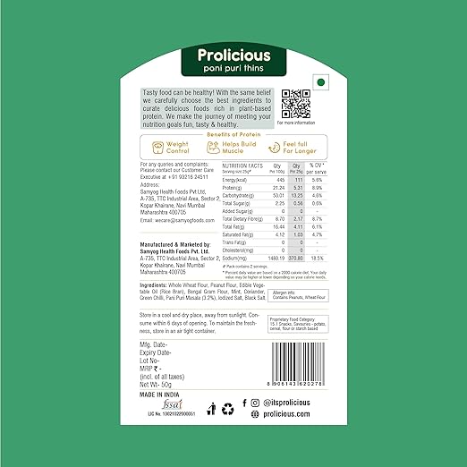 Prolicious High Protein Thins Combo | Plant Based 2X Protein | No Palm Oil | Pack of 8 (4 Flavors, 360 Grams) - View 2 of 7