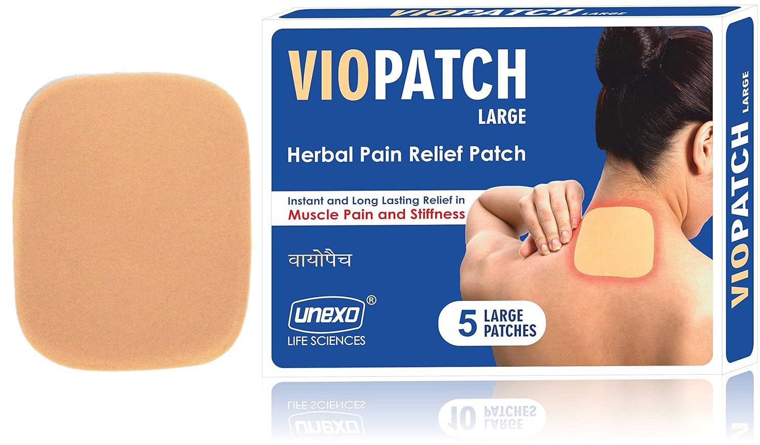 Viopatch Herbal Pain Relief Patch Large - Pack of 5 Large Patches | Instant Relief from Muscular Pain &amp; Joint Pain| Natural Pain Relief Patches | No Side Effects(FROM INDIA)NUZ - Shop at Colombo Mall