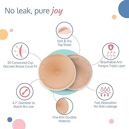 LuvLap Washable Maternity Nursing Breast Pads, 6 Pcs, Reusable, Leak-Proof - View 5 of 6