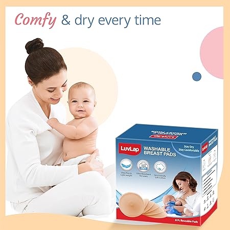 LuvLap Washable Maternity Nursing Breast Pads, 6 Pcs, Reusable, Leak-Proof - View 2 of 6