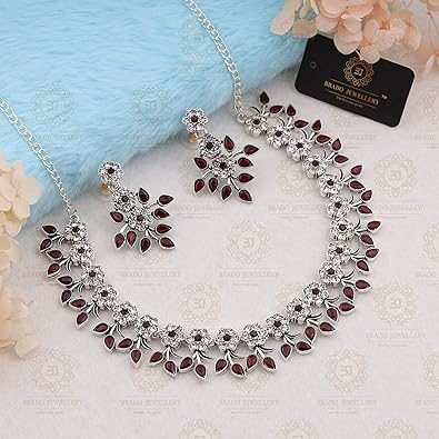 Brado Jewellery 31 Color American Diamond Stone Choker Necklace Jewelry Set With 1 Pair Of Earring for Women - View 3 of 3
