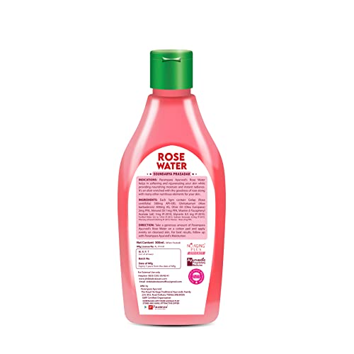 Parampara Ayurved Pure Rose Water with Aloe Vera Gel Glycerin and Vitamin E for Skin Hydrating and Toning Face Toner Men &amp; Women 300 ml (FROM INDIA)SAB - View 2 of 2