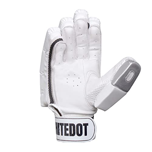 WHITEDOT SPORTS Dot 1.0 Cricket Batting Gloves, Idol For Youth/Medium Right Hand (Material: Leather, Color: White) (FROM INDIA)SAB - View 3 of 5