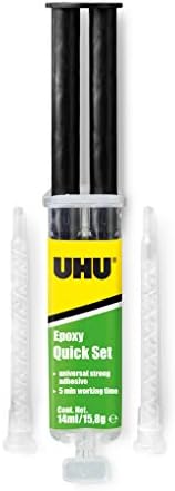 Uhu Quickset Adhesive, Universal, Fast And Strong, 2 Component Epoxy Resin Repair Glue, Easy Mix Syringe 14 ml, Transparent FROM DUBAI (SAM) - View 2 of 3