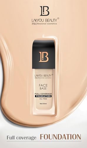Lakyou Beauty Face Base Full Coverage Foundation 30ml | Oil free full coverage pore fix weightless formula with hyaluronic acid with SPF 20 for all skin type (Natural Beige) (FROM INDIA)SAB - View 2 of 2