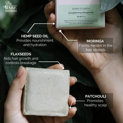 Bare Necessities Flaxseed &amp; Moringa Natural Shampoo Bar for Moisturizing, Detangle for Soft Shiny Hair | Paraben free shampoo | Plant-based vitamin-rich protein shampoo | Sulphate free shampoo for women | Best Shampoo for Dry and Frizzy hair - 85g - View 3 of 4
