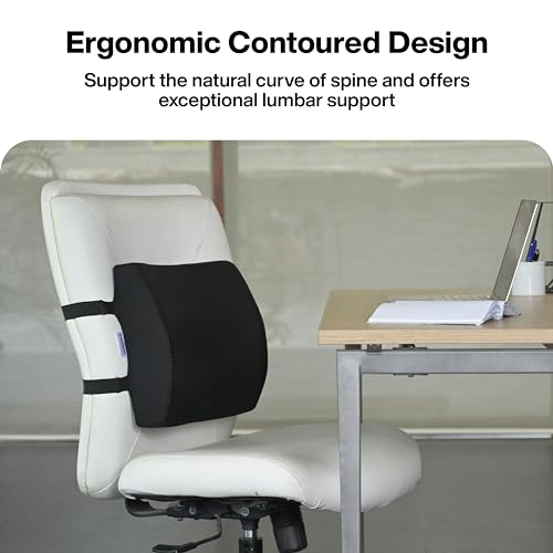 FOVERA Lumbar Support for Chair, Orthopedic Back Support Memory Foam Backrest Cushion - Designed for Back Pain Relief - Ideal Back Pillow for Computer/Office Chair (Mesh Black, Standard) - View 2 of 7