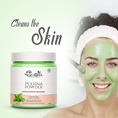 Laugha 100% Organic Pudhuna Mint Powder | Natural Pudina Powder | Mint Powder for Face | Mint Powder for Hair | Pudina Powder for Skin 100 gm (Pack Of 2 Jar 200 gm) - View 3 of 3