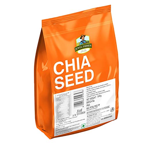 JEWEL FARMER Chia Seeds Raw &amp; Unroasted, Low Sugar Superfood with Antioxidants, Protein, Dietary Fiber &amp; Omega 3 (500g) - View 2 of 4
