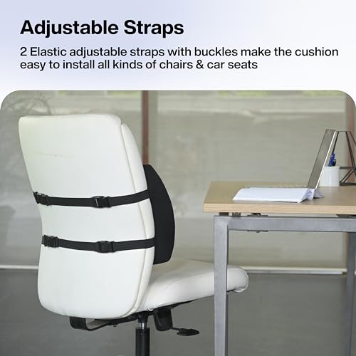 FOVERA Lumbar Support for Chair, Orthopedic Back Support Memory Foam Backrest Cushion - Designed for Back Pain Relief - Ideal Back Pillow for Computer/Office Chair (Mesh Black, Standard) - View 4 of 7