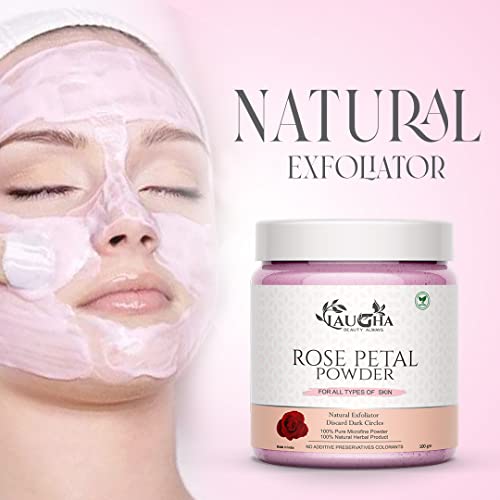 Laugha Natural &amp; Organic Rose Petal Powder for Brightening &amp; Glowing Skin, Face Pack, 100gm (Pack Of 3 Jar 300 gm) - View 2 of 2