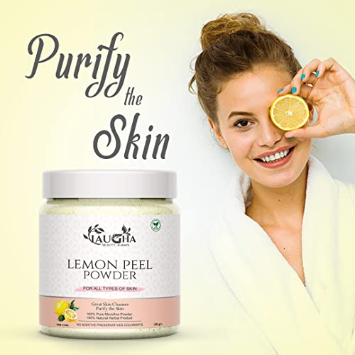 Laugha Natural &amp; Organic Lemon Peel Powder for Brightening &amp; Glowing Skin, Face Mask, Face Pack, 100gm (Pack of 1 Jar 100 gm) - View 2 of 3