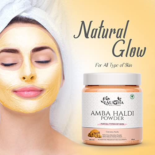 Laugha Pure &amp; Natural Amba Haldi Powder For Fairness, Treat Acne &amp; Boils, Remove Scars, Keeps Away Wrinkles, Skin &amp; Face Pack 100 GM (Pack Of 1 Jar 100 gm)FROM INDIA)JEZ - View 3 of 3