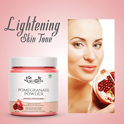 Laugha Pomegranate Peel Powder (Punica Granatum /Anar Peel Powder) For Face Pack | Hair Pack | Acne-Spot Treatment | Hair fall Treatment - 100 GM (Pack of 2 Jar 200 gm) - View 3 of 3