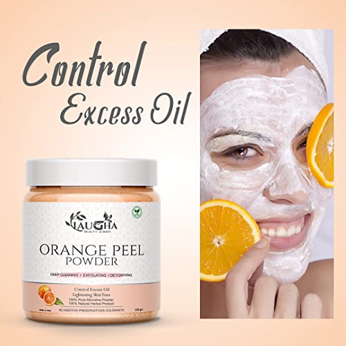 Laugha Orange Peel Powder for Bright &amp; Glowing Skin, Oil Control, Skin Tan Removal, Managing Acne &amp; Sunburn Scars | Citrus Aurantium Face Pack, 100gm (Pack Of 1 Jar 100 gm)FROM INDIA)NUSS - View 2 of 3