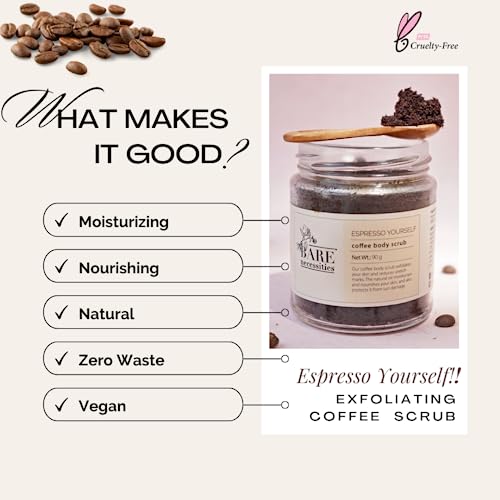 Bare Necessities Espresso Yourself Coffee Body Scrub | Tan Removing, Exfoliating Body Wash for Soft &amp; Smooth Skin | Stretch Marks Removal | Natural, Zero Waste, Vegan, PETA Certified | 90g - View 4 of 4