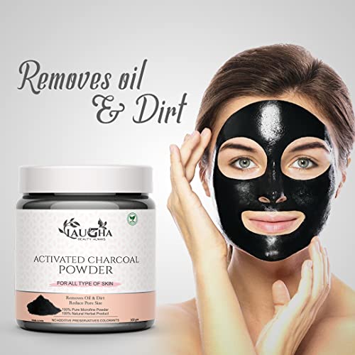Laugha 100% Pure &amp; Natural Activated Charcoal Powder For Natural Deep Cleansing, Extra Glowing, Whitening &amp; Brighting Face-Face Pack (Skin &amp; Face Care 100GM (Pack of 3 Jar 300 Gm) - View 3 of 3