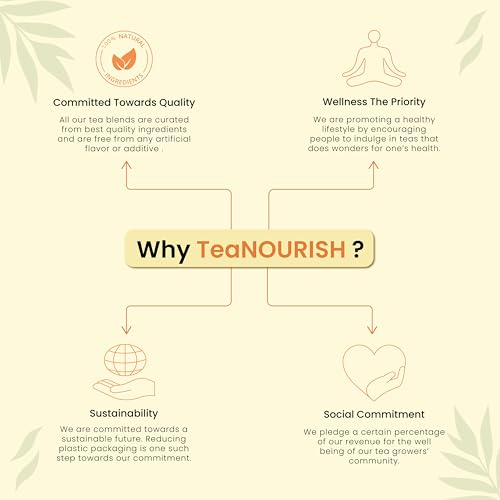 TeaNOURISH Turmeric Ginger Herbal Tea | Indian Superfoods | Aids Digestion &amp; Supports Immunity | Stress Relief Tea | 100% NATURAL INGREDIENTS - 100 g (FROM INDIA)SAB - View 2 of 2