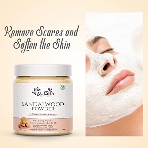 Laugha Natural &amp; Organic Sandalwood Powder for Brightening &amp; Glowing Skin, Face Mask, Face Pack, 100gm (Pack Of 4 Jar 400 gm)FROM INDIA)NUSS - View 3 of 3