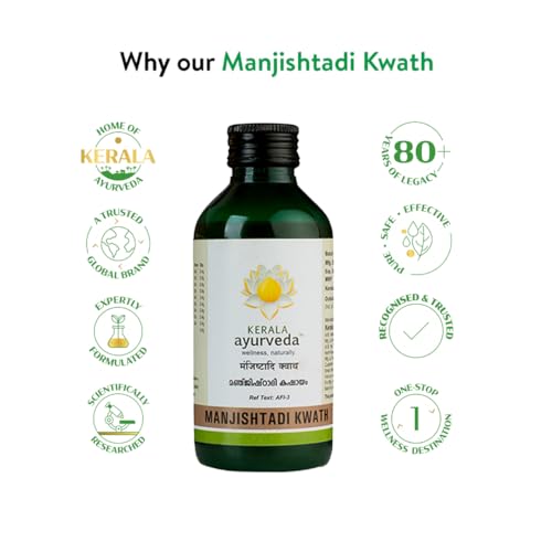 Kerala Ayurveda Manjishtadi Kwath 200 Ml | Natural Blood Purifier | For Clear, Healthy Skin |Detox Syrup| Relieves Acne &amp; Pimple| 100% Ayurvedic | With Manjishta, Triphala, Guduchi, Nimba, and Nisa| - View 5 of 5