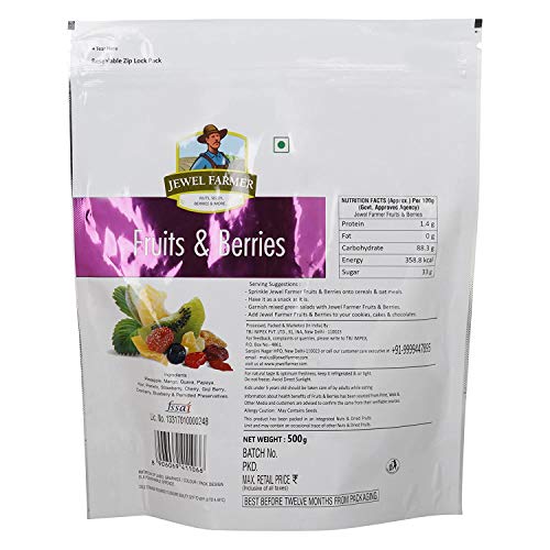 JEWEL FARMER Fruits &amp; Berries Mix with Pineapple, Mango, Guava, Papaya, Kiwi, Pomelo, Strawberry, Cherry, Goji Berries, Cranberry &amp; Blueberry (500g) - View 2 of 4