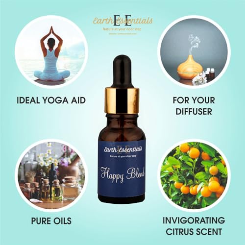 Earth Essentials Happy Oils Blends Uplift Aromatherapy Essential Oil Blend - Essential Oil Blend of Calming Essential Oils for Diffusers for Home and Travel with Citrus Essential Oils and Pure Aromatherapy Oils for Diffusers 15 ml - View 3 of 4