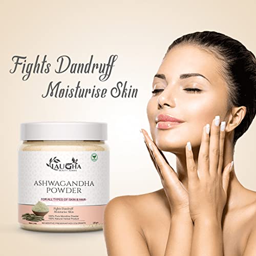 Laugha 100% Pure &amp; Natural Ashwagandha Powder For Face Pack | Hair Pack | Acne-Spot Treatment | Hair fall Treatment - 100 GM (Pack of 2 Jar 200 Gm)FROM INDIA)JEZ - View 2 of 3