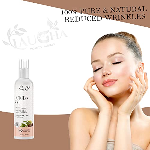 Laugha Cold Pressed Jojoba Oil - WITH COMB APPLICATOR - Unrefined - Moisturizer for Skin, Hair and Nails (Pack Of 1 Bottle 100 ml) - View 3 of 3