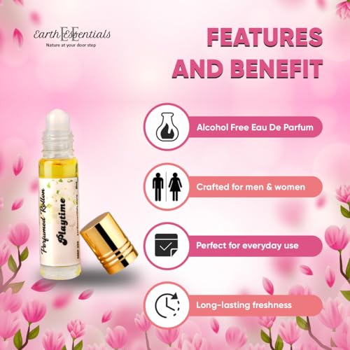 Earth Essentials Playtime Natural Body Perfume, Roll-On Jasmine &amp; tuberose Scent For Men &amp; Women, Long Lasting Attar, Fine fragrance Etra - 8 ml - View 4 of 4