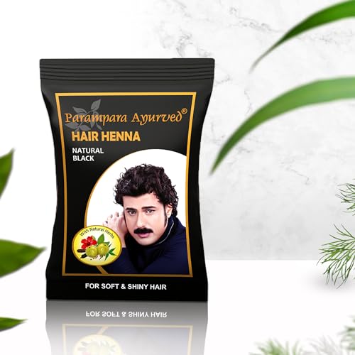 Parampara Ayurved Pure Natural Black Hair Colour Henna Powder No Harmful Chemicals with Coffee Methi Amla Bhringraj Hibiscus for All Hair Types | Black Natural Henna Powder | 100g (20g Pack of 5) (FROM INDIA)SAB - View 2 of 3
